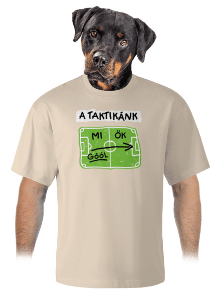 A futballtaktikánk unisex túlméretezett póló Almond