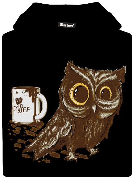 Koffeinfüggő bagoly gyerek kenguruzsebes pulóver Black