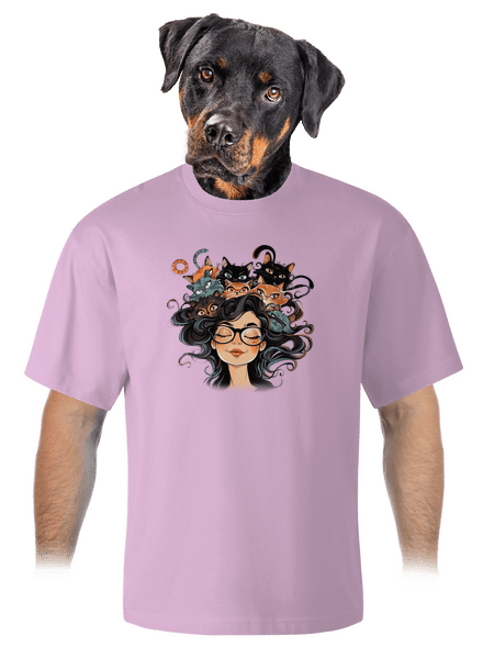 Macska hölgy unisex túlméretezett póló Orchid