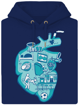 Érte dobog a szív unisex prémium pulóver Navy