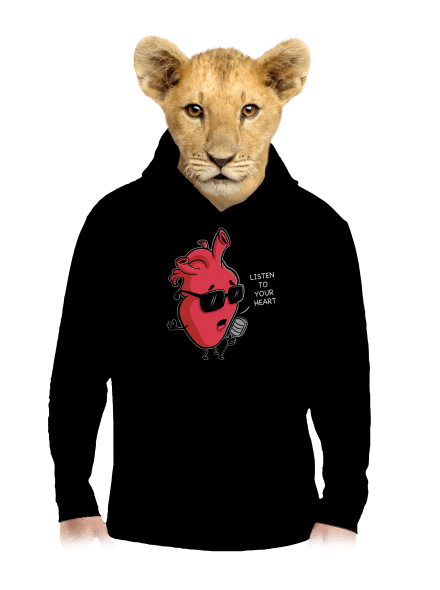 Listen to your heart gyerek kenguruzsebes pulóver Black