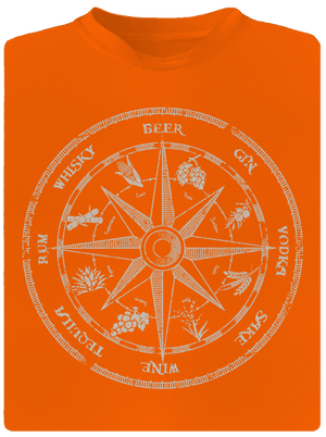 Alkoholos iránytű férfi sportpóló Neon Orange