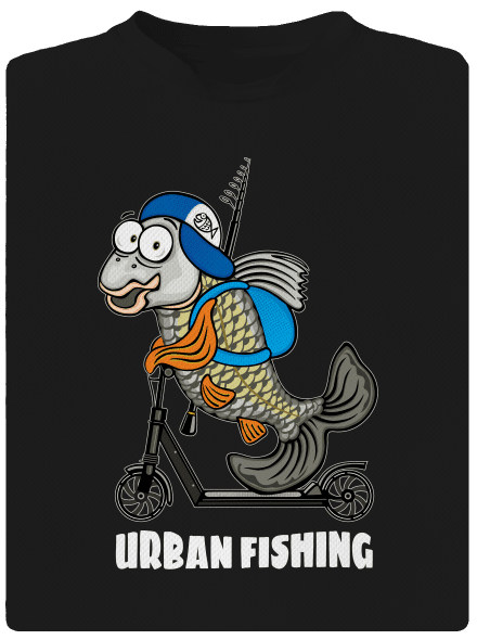 Urban fishing férfi sportpóló Black