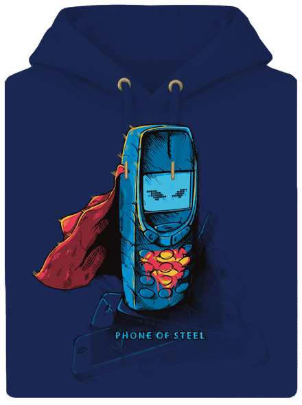 Mobiltelefon acélból unisex prémium pulóver Navy
