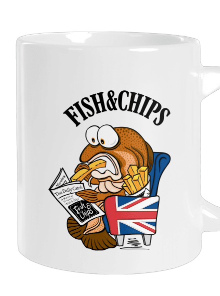 Fish and chips nagy bögre White
