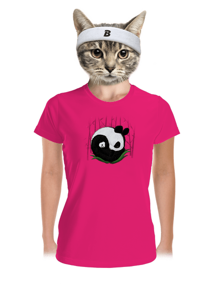 Két alvó panda női sportpóló Neon Pink
