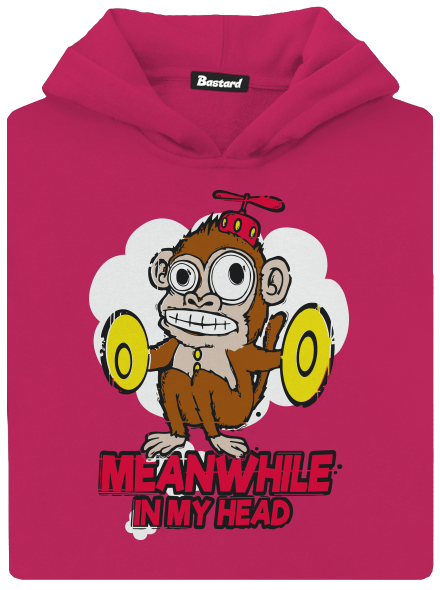 Monkey in my head gyerek kenguruzsebes pulóver Hot Pink