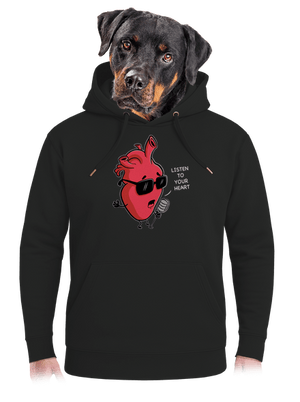 Listen to your heart unisex prémium pulóver Dark Black