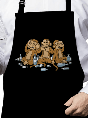 Majom trió kötény Black