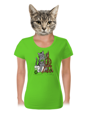 Dorombol a macska női póló Apple Green