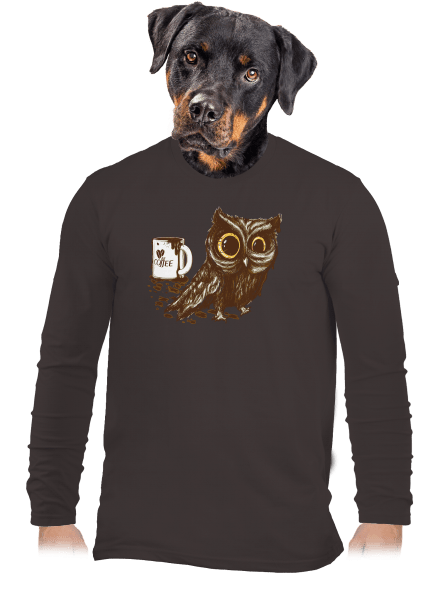 Koffeinfüggő bagoly férfi hosszú ujjú póló Bear Brown