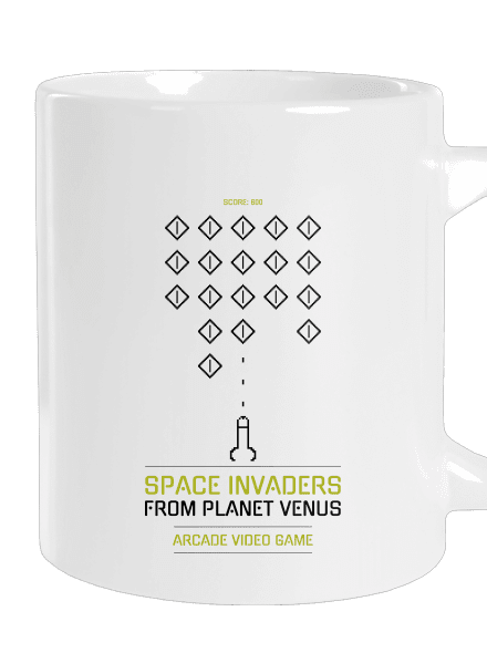 Space Invaders nagy bögre White