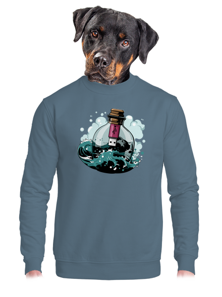 USB üzenet egy üvegben unisex crewneck Nordic Blue