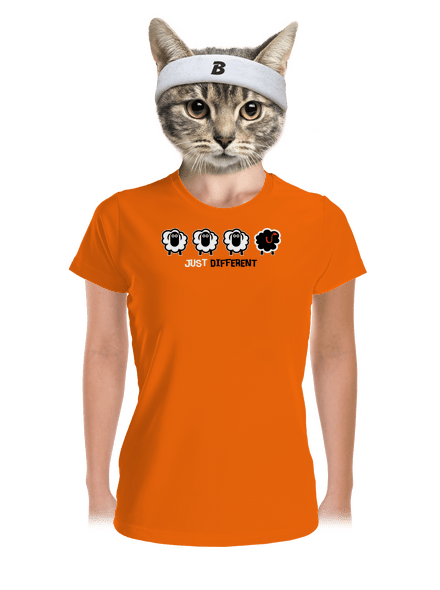 Fekete bárány női sportpóló Neon Orange