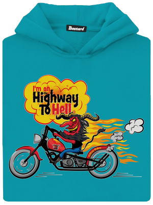 Highway to hell gyerek kenguruzsebes pulóver Hawaiian Blue