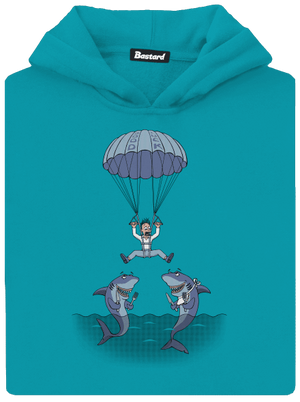 Ebéd egy cápával gyerek kenguruzsebes pulóver Hawaiian Blue