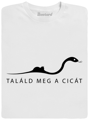 Találd meg a cicát férfi hosszú ujjú póló White