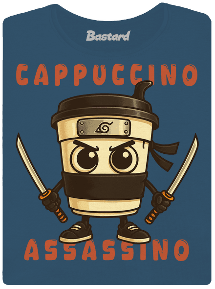 Cappuccino Assasino – Italian Brainrot prémium női póló Petrol Blue