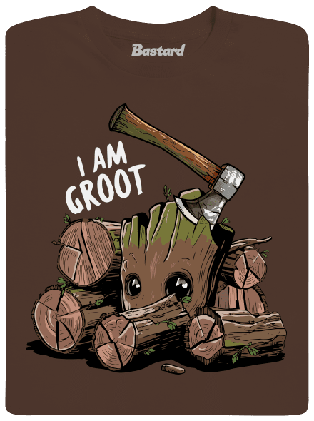 I Am Groot férfi póló Brown