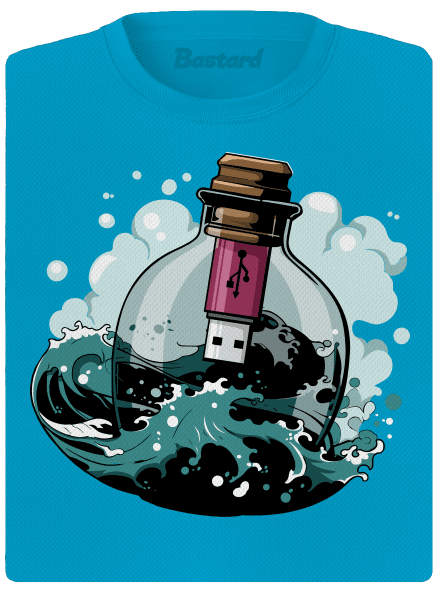 USB üzenet egy üvegben női sportpóló Blue Atol