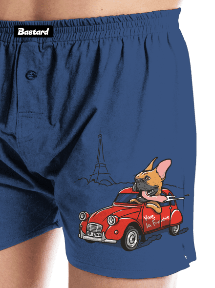 Francia buldog férfi alsó nadrág Blue
