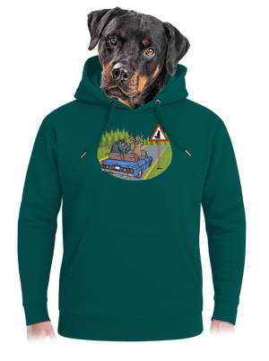 Vadász unisex prémium pulóver Emerald Green