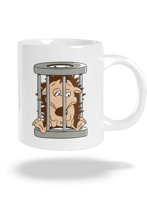 Sün a ketrecben nagy bögre White