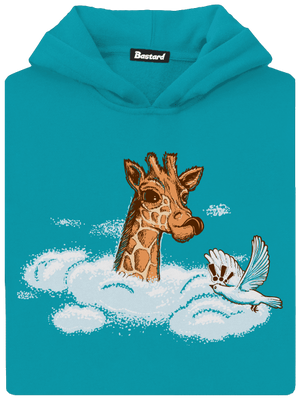 Zsiráf a felhőkben gyerek kenguruzsebes pulóver Hawaiian Blue