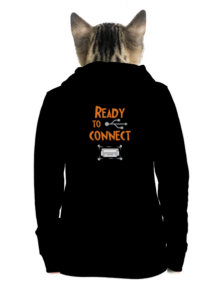 USB csatlakozás cipzáras női pulóver Black