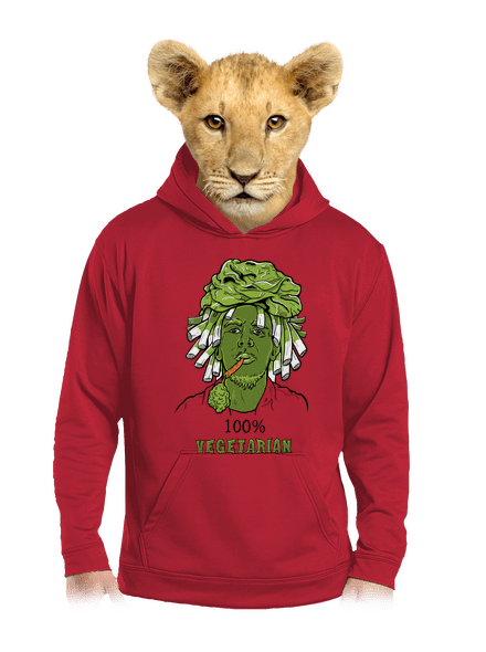 100% vegetáriánus gyerek kenguruzsebes pulóver Fire Red