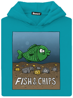 Fish and IT chips gyerek kenguruzsebes pulóver Hawaiian Blue