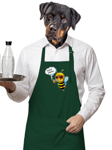 Bee happy kötény Bottle Green