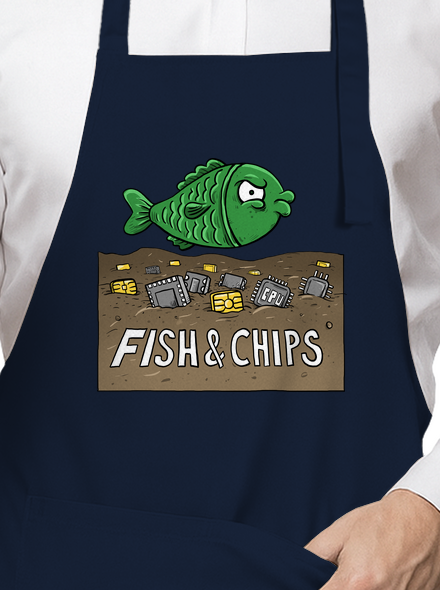 Fish and IT chips kötény Navy