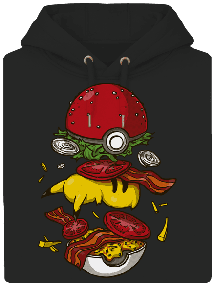 Pokémon burger unisex prémium pulóver Dark Black