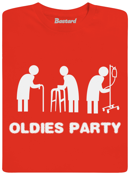 Oldies party férfi póló Fiery Red