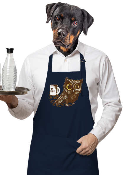 Koffeinfüggő bagoly kötény Navy
