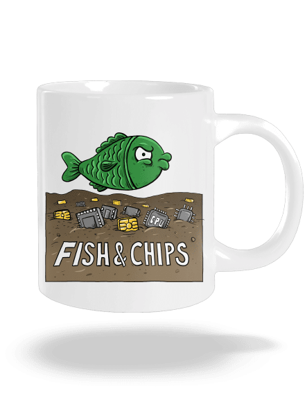 Fish and IT chips nagy bögre White