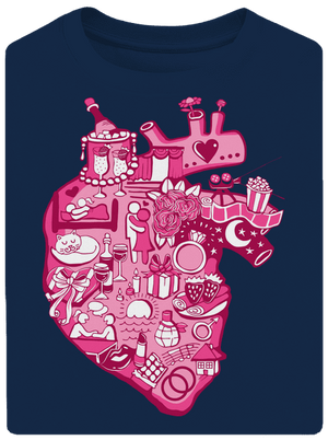 Érte dobog a szív unisex túlméretezett póló Midnight Blue