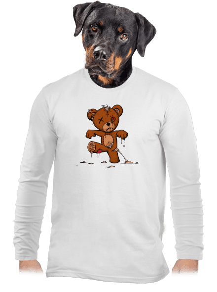 Zombie Teddy férfi hosszú ujjú póló White