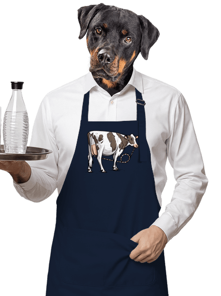 Cow drink kötény Navy