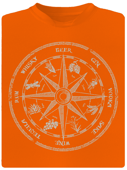 Alkoholos iránytű férfi sportpóló Neon Orange