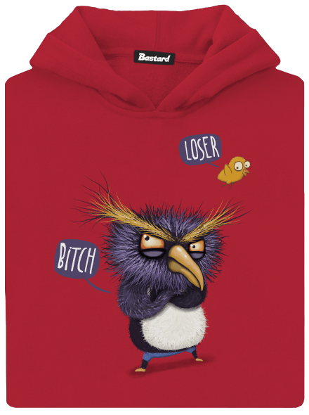 A pingvin nem repül gyerek kenguruzsebes pulóver Fire Red