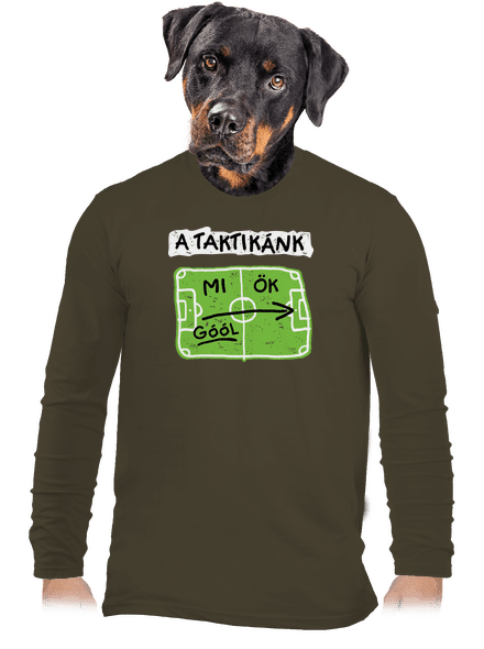 A futballtaktikánk férfi hosszú ujjú póló Urban Khaki