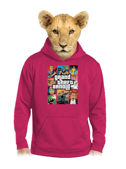 Grand Theft Arnold gyerek kenguruzsebes pulóver Hot Pink