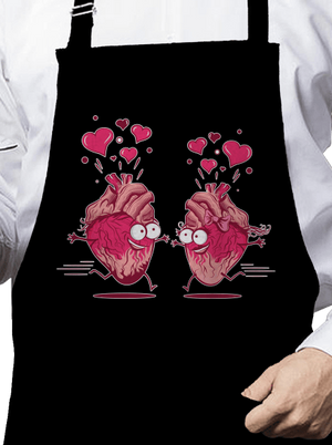 Szerelmes szívek kötény Black