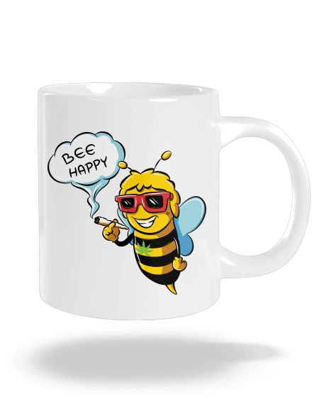 Bee happy nagy bögre White