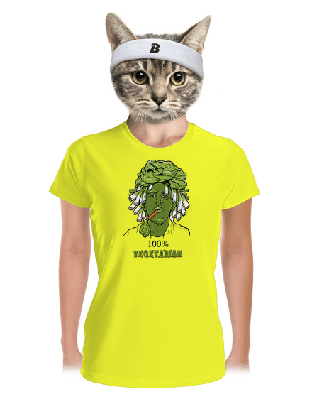 100% vegetáriánus női sportpóló Neon Yellow