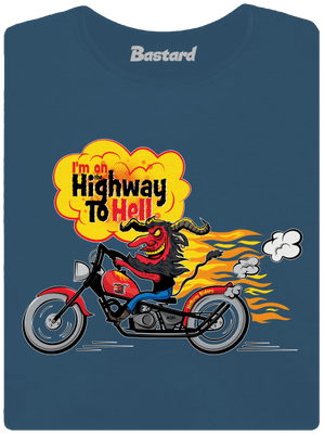 Highway to hell prémium női póló Petrol Blue