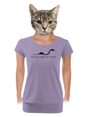 Találd meg a cicát női póló elasztikus alsó szegéllyel Lavender