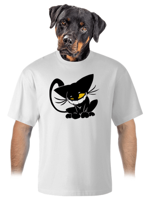 Evil cat unisex túlméretezett póló White